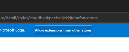 The 'Allow extensions from other stores' from other stores button.